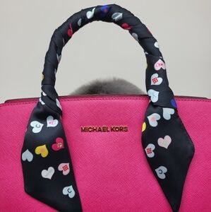 New Heart Print Silk Skinny Scarf Twilly Long